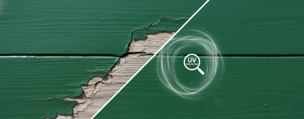 paint protecting wooden siding from cracks.