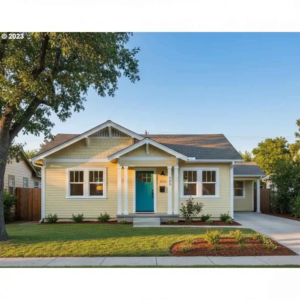 image of a pastel-colored Sacramento home with white trim