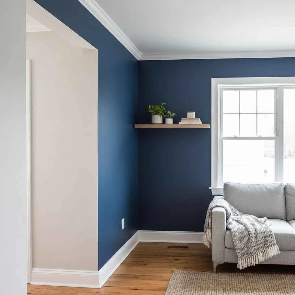 painted trim and accent wall