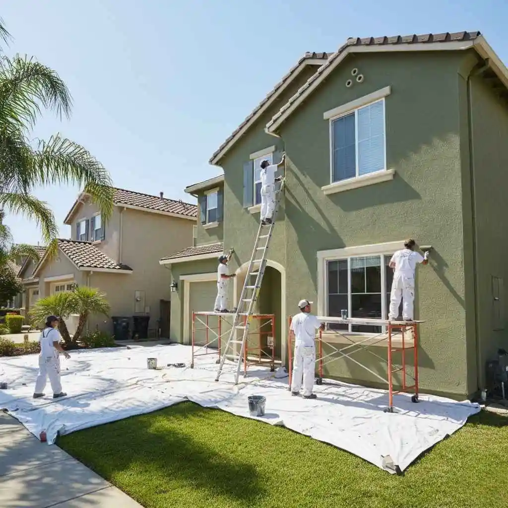 professional painting crew working on Sacramento home exterior