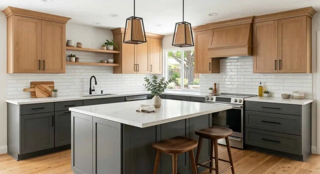 two-tone kitchen cabinets.