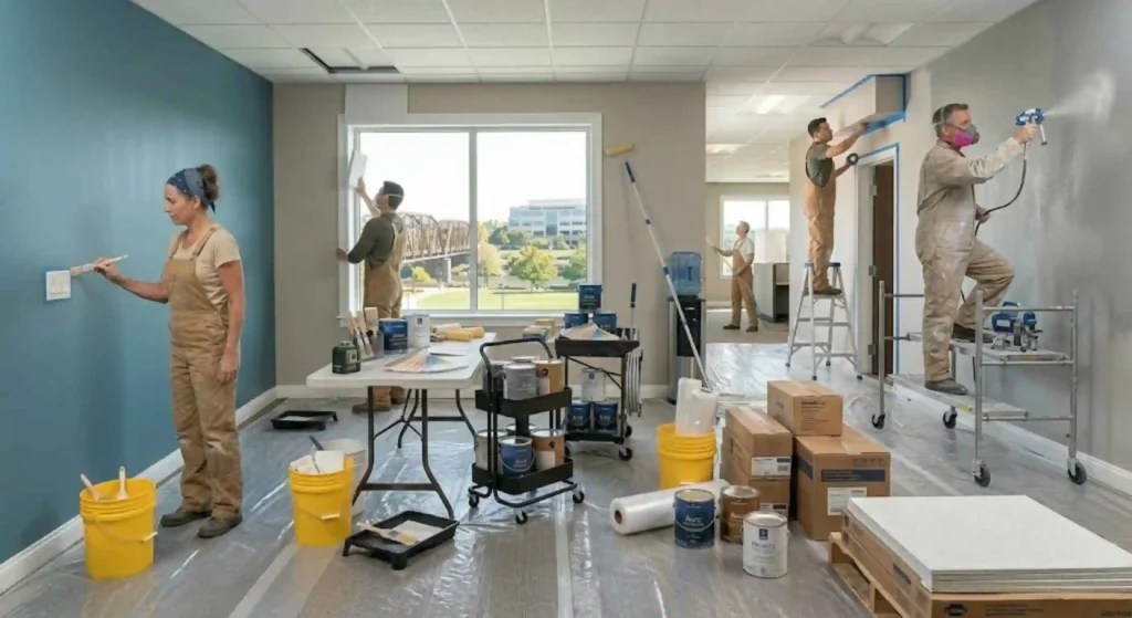 painters working inside a commercial space