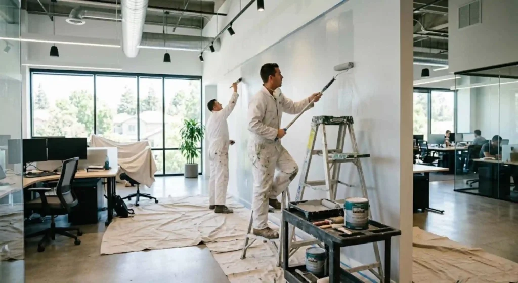 Commercial interior painting services improving office appearance in Folsom.