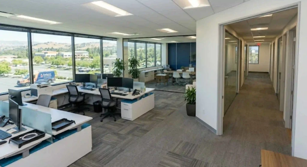 Modern office interior after professional painting service in Folsom