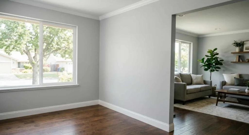 Freshly painted modern room with smooth finishes in Roseville home