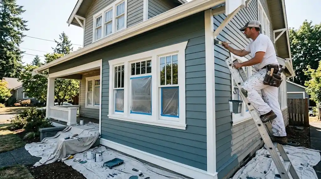 Professional exterior house painting by Richards Painting in the Sacramento region.